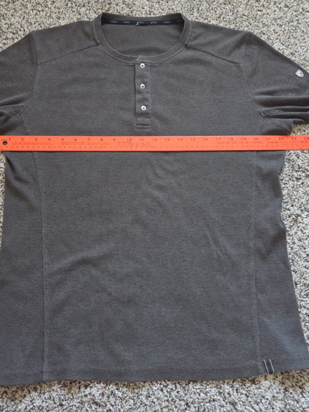 Kuhl Enticer Henley Men's XL Brown Long Sleeve Stretch Ribbed Shirt Stretch FLAW - Picture 3 of 8